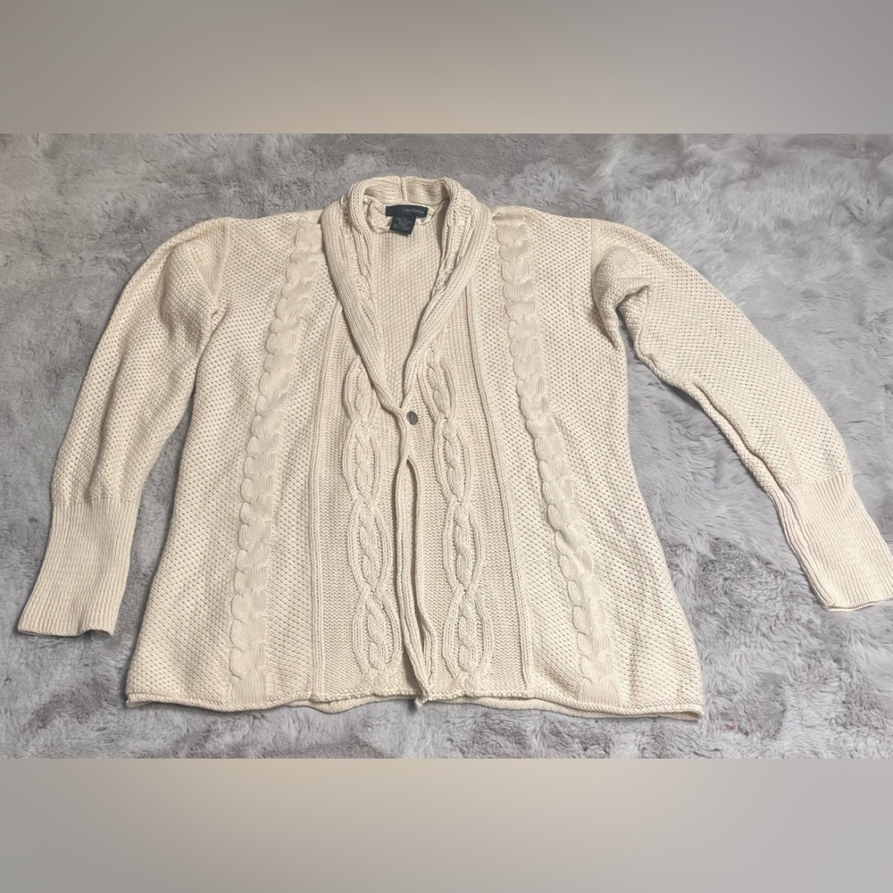 Calvin Klein Cream Cable Knit Cardigan